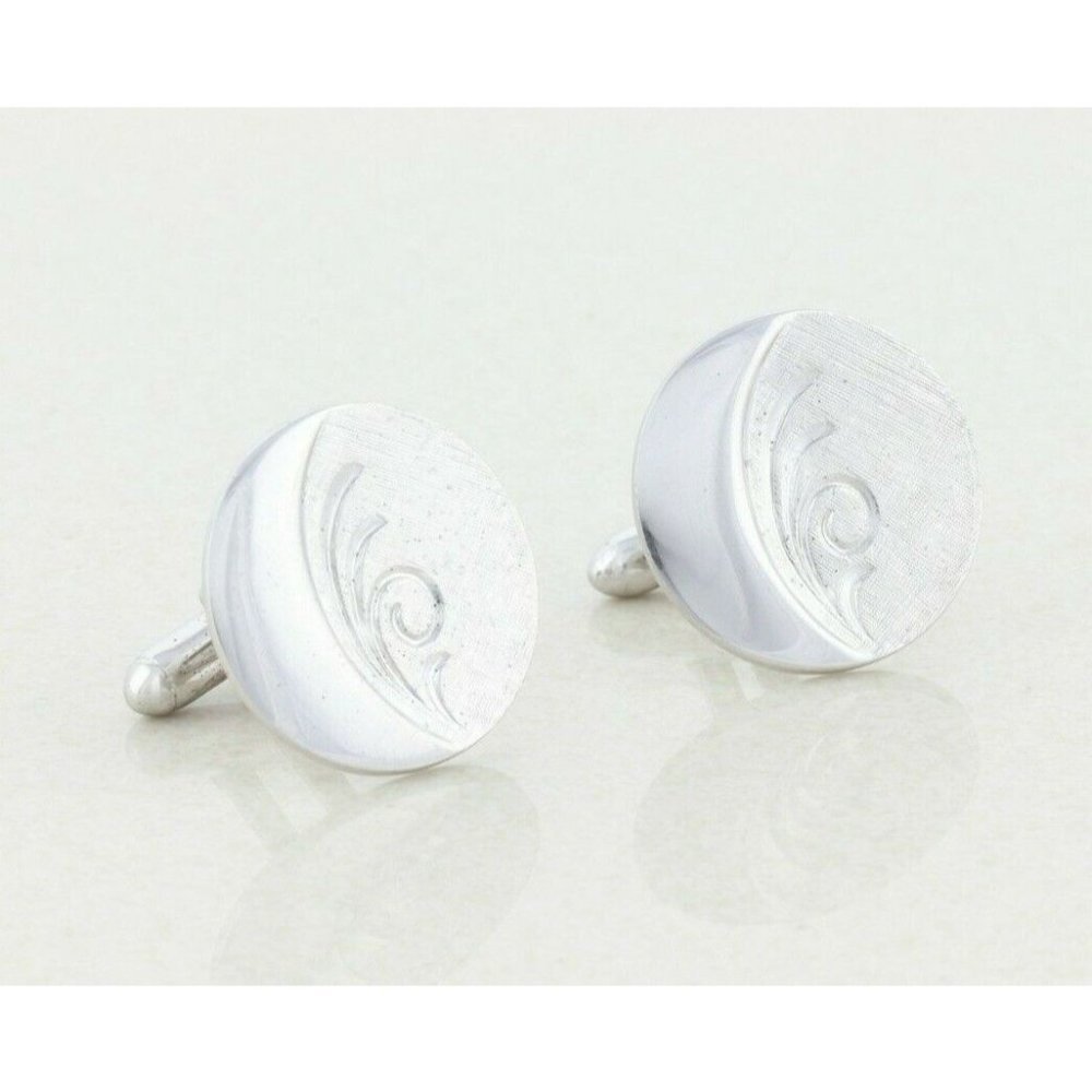 Men's Sterling Silver Swirl Design Bullet Back Cufflinks